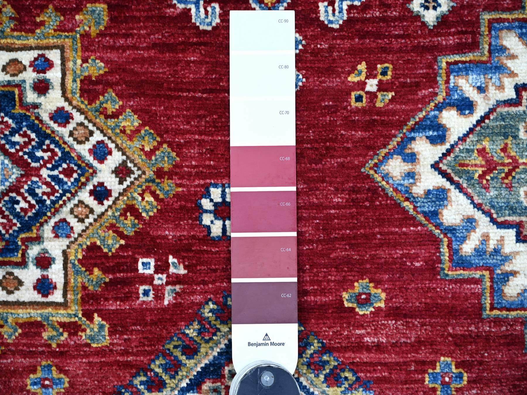 Kazak Tribal & Geometric hand-knotted wool rug in Red & Ivory, 7'10" x 10'6" — SKU O021263 (view 7)