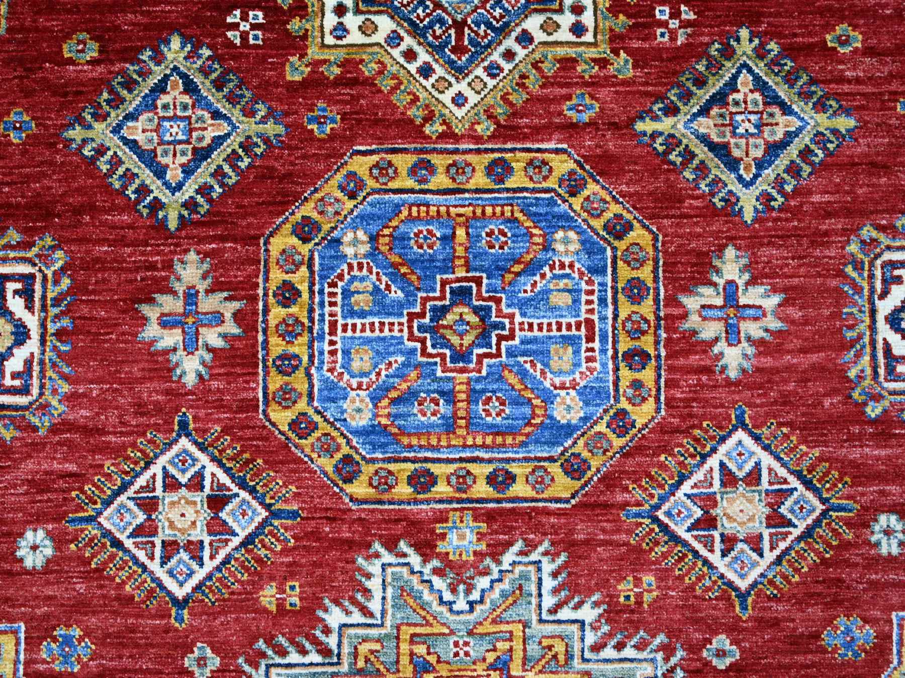 Kazak Tribal & Geometric hand-knotted wool rug in Red & Ivory, 7'10" x 10'6" — SKU O021263 (view 8)