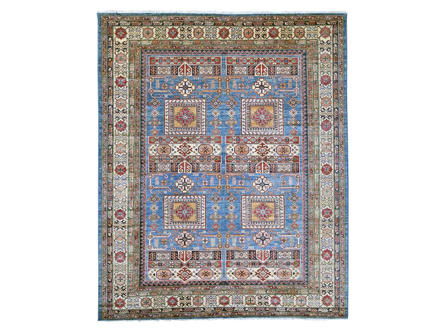 Blue 8'2" x 9'11" Tribal & Geometric Hand knotted Wool Rug - Sku: O021264
