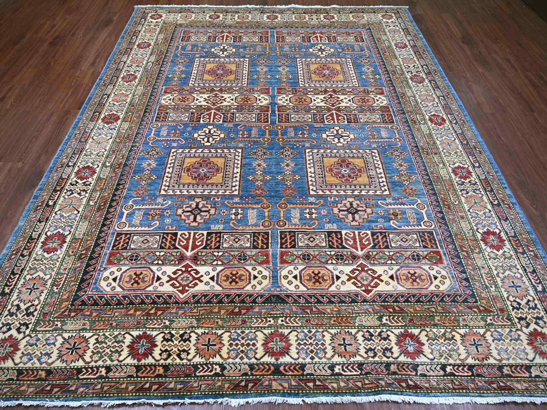 Blue 8'2" x 9'11" Tribal & Geometric Hand knotted Wool Rug - Sku: O021264