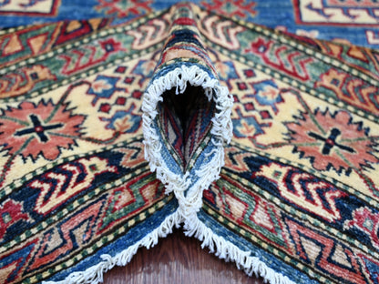 Kazak Tribal & Geometric hand-knotted wool rug in Blue & Ivory, 8'2" x 9'11" — SKU O021264 (view 5)