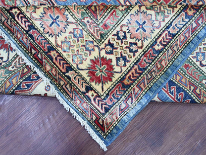 Blue 8'2" x 9'11" Tribal & Geometric Hand knotted Wool Rug - Sku: O021264