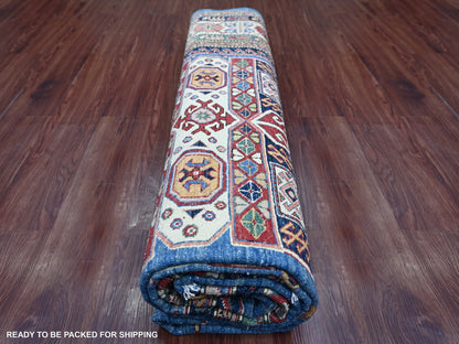 Blue 8'2" x 9'11" Tribal & Geometric Hand knotted Wool Rug - Sku: O021264