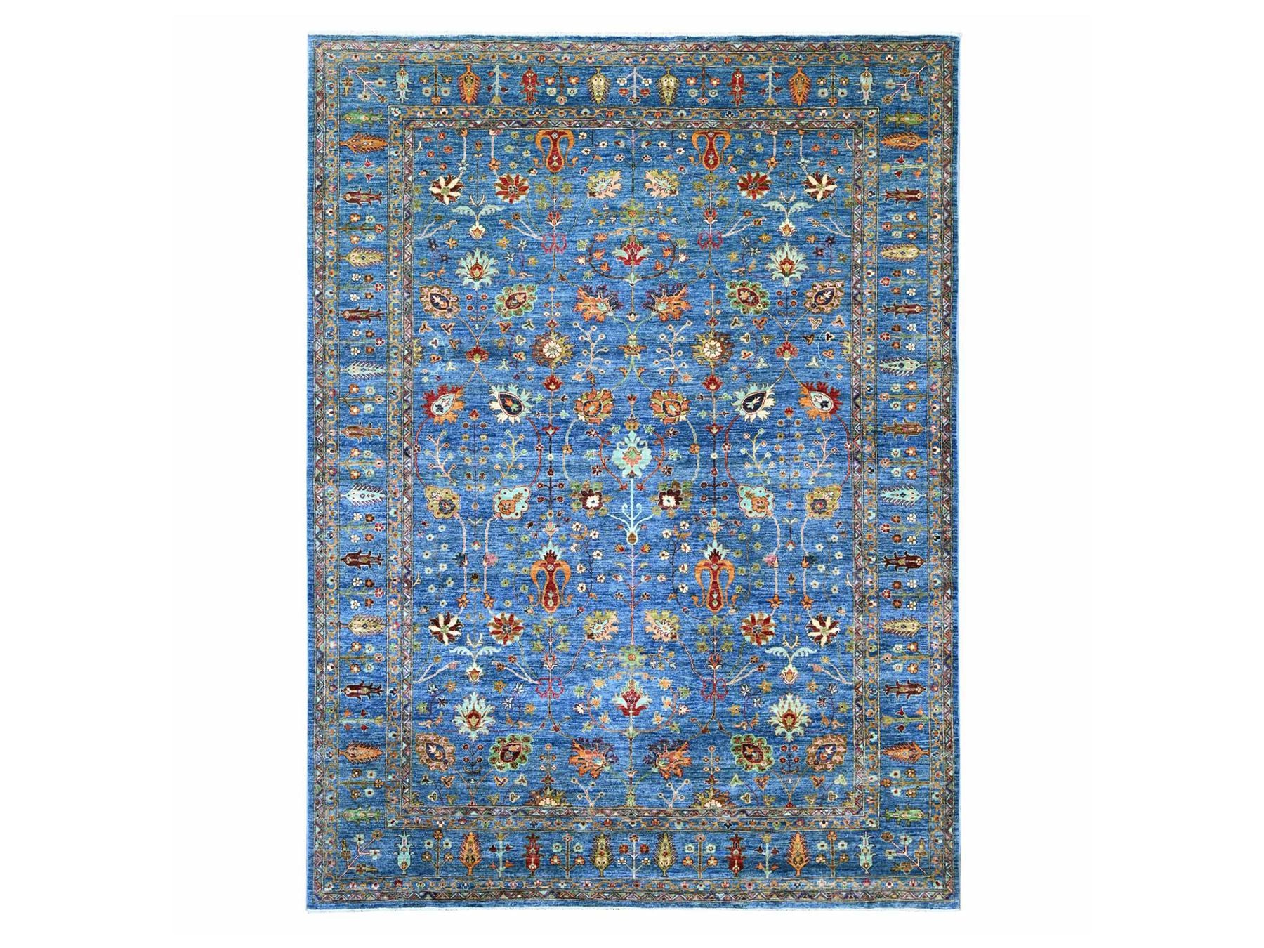 Blue 9'0" x 11'11" Tribal & Geometric Hand knotted Wool Rug - Sku: O021265