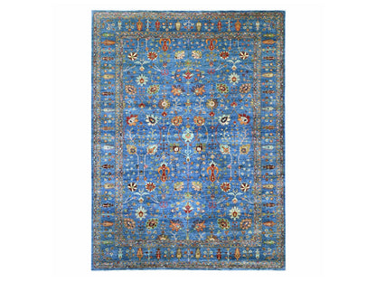 Blue 9'0" x 11'11" Tribal & Geometric Hand knotted Wool Rug - Sku: O021265
