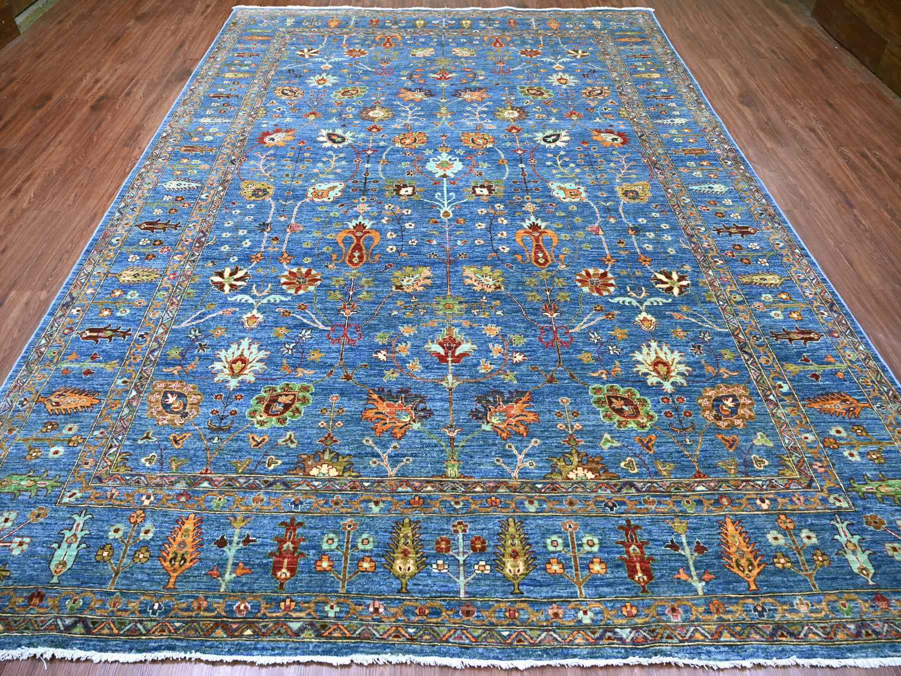Tribal & Geometric hand-knotted wool rug in Blue, 9' x 11'11" — SKU O021265 (view 2)