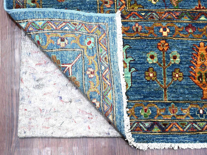Blue 9'0" x 11'11" Tribal & Geometric Hand knotted Wool Rug - Sku: O021265