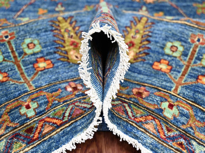 Blue 9'0" x 11'11" Tribal & Geometric Hand knotted Wool Rug - Sku: O021265
