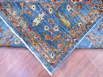 Blue 9'0" x 11'11" Tribal & Geometric Hand knotted Wool Rug - Sku: O021265