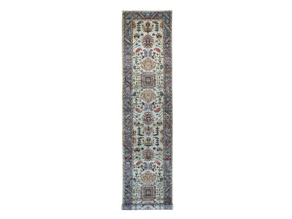 Green 3'1" x 15'9" Tribal & Geometric Hand knotted Wool Rug - Sku: O021266