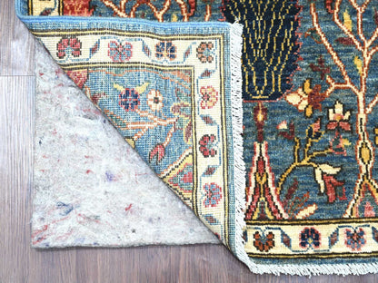 Blue 2'7" x 12'10" Tribal & Geometric Hand knotted Wool Rug - Sku: O021267