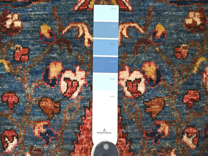 Blue 2'7" x 12'10" Tribal & Geometric Hand knotted Wool Rug - Sku: O021267