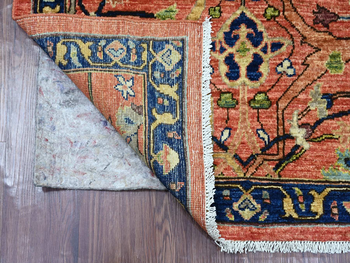 Peshawar Tribal & Geometric hand-knotted wool runner in Red & Blue, 3'2" x 11'6" — SKU O021268 (view 2)