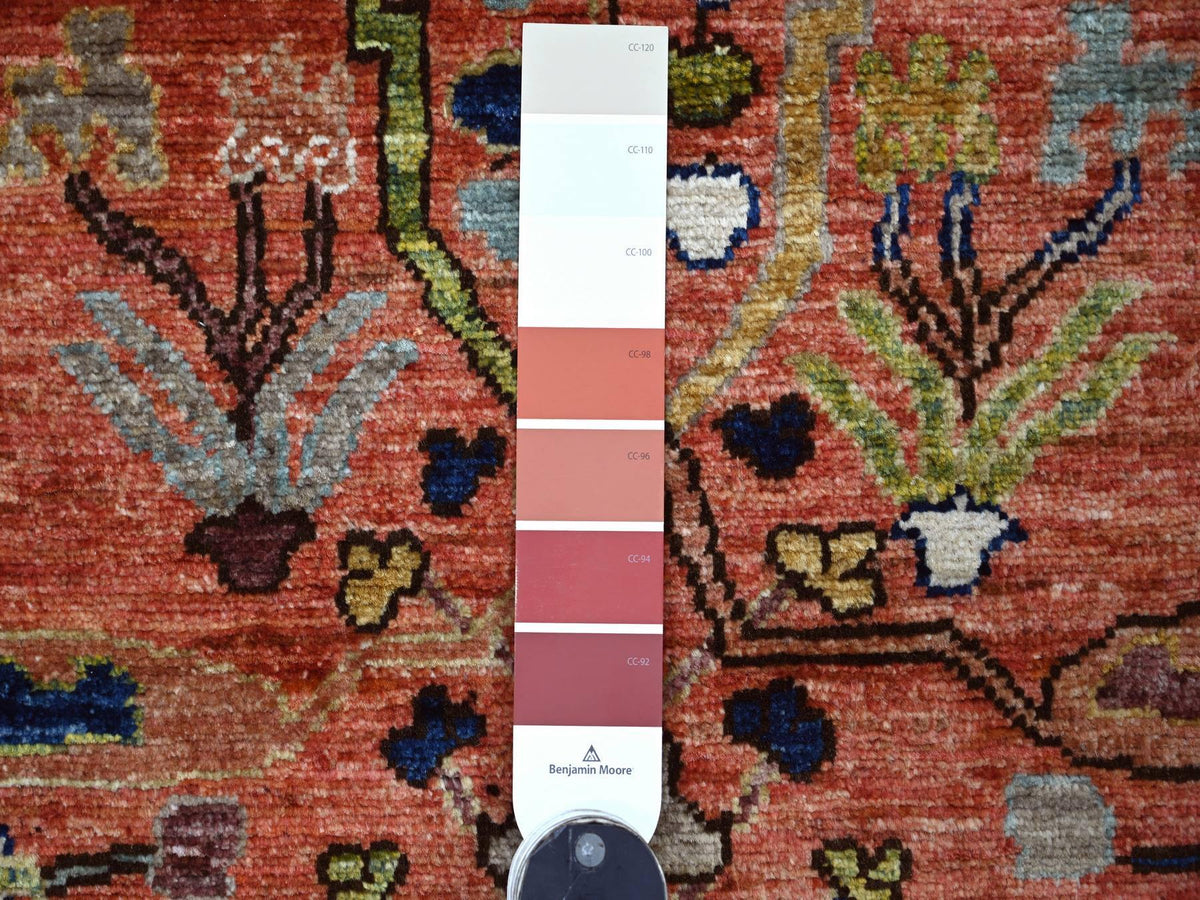 Peshawar Tribal & Geometric hand-knotted wool runner in Red & Blue, 3'2" x 11'6" — SKU O021268 (view 3)