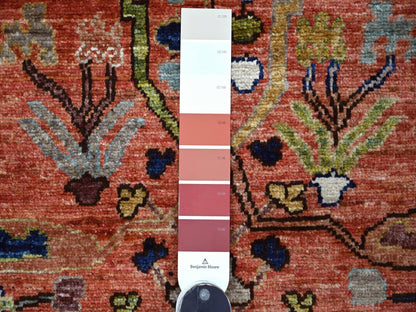 Peshawar Tribal & Geometric hand-knotted wool runner in Red & Blue, 3'2" x 11'6" — SKU O021268 (view 3)