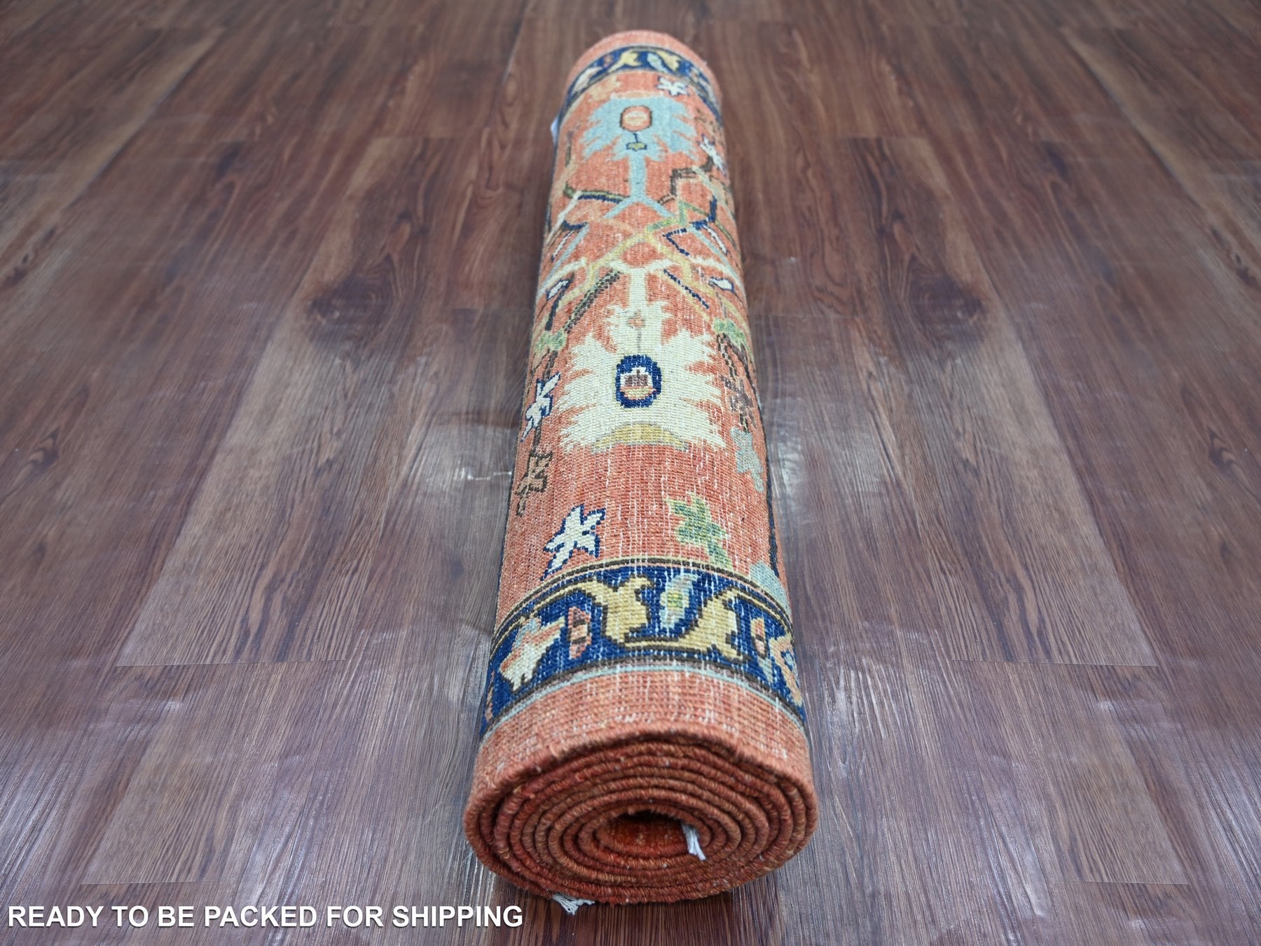 Peshawar Tribal & Geometric hand-knotted wool runner in Red & Blue, 3'2" x 11'6" — SKU O021268 (view 4)
