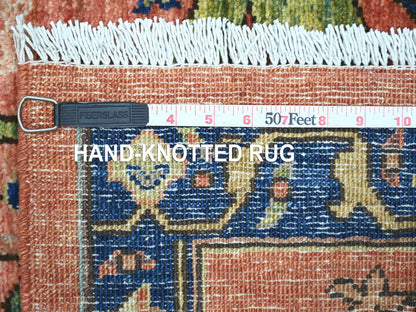 Peshawar Tribal & Geometric hand-knotted wool runner in Red & Blue, 3'2" x 11'6" — SKU O021268 (view 6)