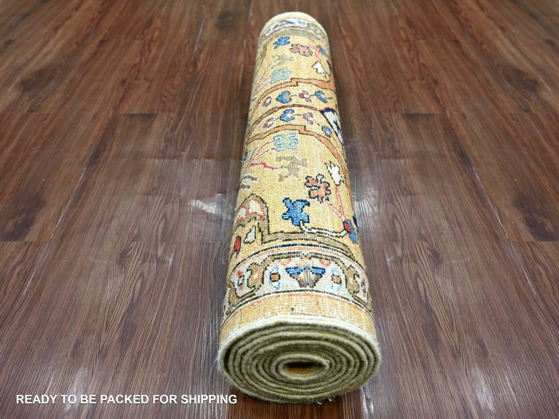 Peshawar Tribal & Geometric hand-knotted wool runner in Yellow & Gray, 3'1" x 11'5" — SKU O021269 (view 4)