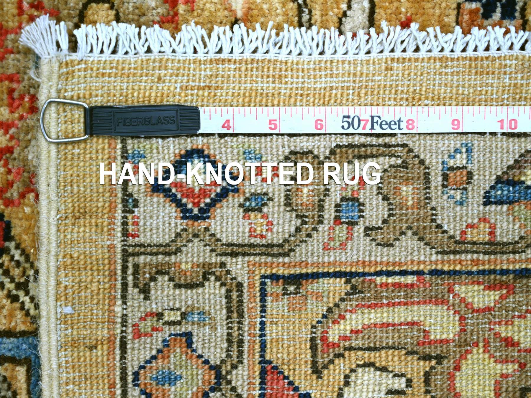 Peshawar Tribal & Geometric hand-knotted wool runner in Yellow & Gray, 3'1" x 11'5" — SKU O021269 (view 6)