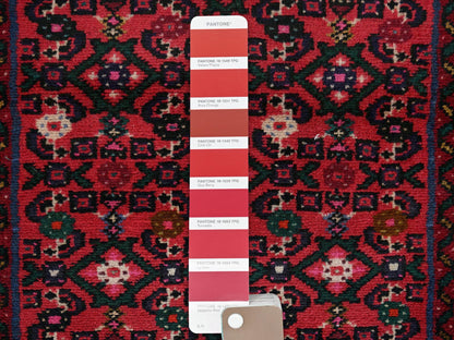 Tribal & Geometric hand-knotted wool runner in Red & Ivory, 2'6" x 6'9" — SKU O02126 (view 4)