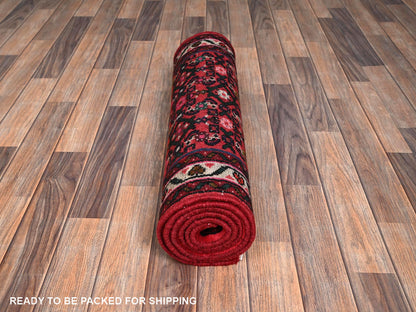 Tribal & Geometric hand-knotted wool runner in Red & Ivory, 2'6" x 6'9" — SKU O02126 (view 5)
