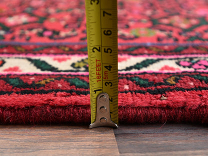 Tribal & Geometric hand-knotted wool runner in Red & Ivory, 2'6" x 6'9" — SKU O02126 (view 6)