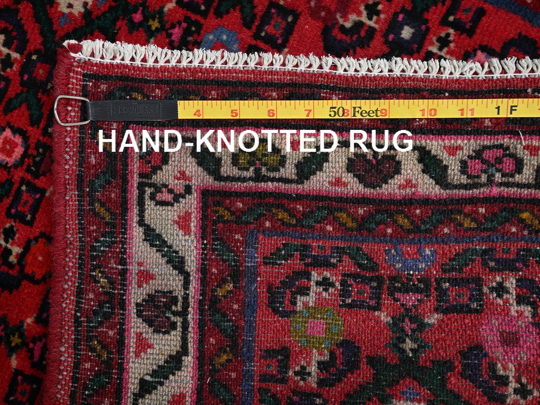 Tribal & Geometric hand-knotted wool runner in Red & Ivory, 2'6" x 6'9" — SKU O02126 (view 7)