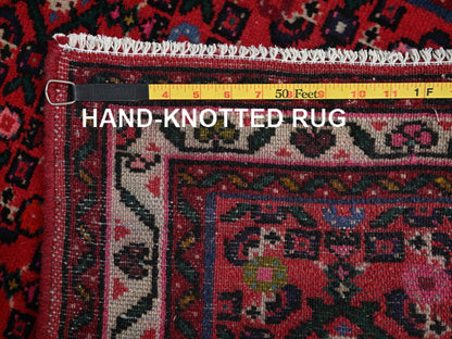 Tribal & Geometric hand-knotted wool runner in Red & Ivory, 2'6" x 6'9" — SKU O02126 (view 7)