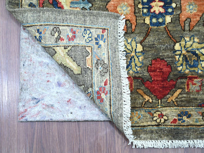 Brown 3'1" x 17'7" Tribal & Geometric Hand knotted Wool Rug - Sku: O021270
