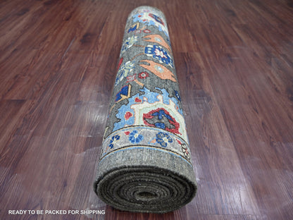 Brown 3'1" x 17'7" Tribal & Geometric Hand knotted Wool Rug - Sku: O021270
