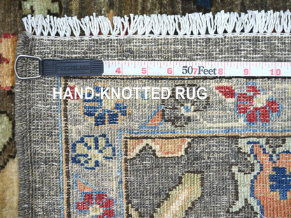 Brown 3'1" x 17'7" Tribal & Geometric Hand knotted Wool Rug - Sku: O021270