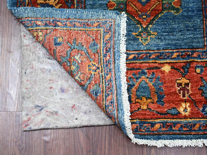 Blue 2'9" x 10'2" Tribal & Geometric Hand knotted Wool Rug - Sku: O021273