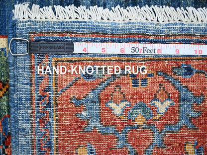 Blue 2'9" x 10'2" Tribal & Geometric Hand knotted Wool Rug - Sku: O021273