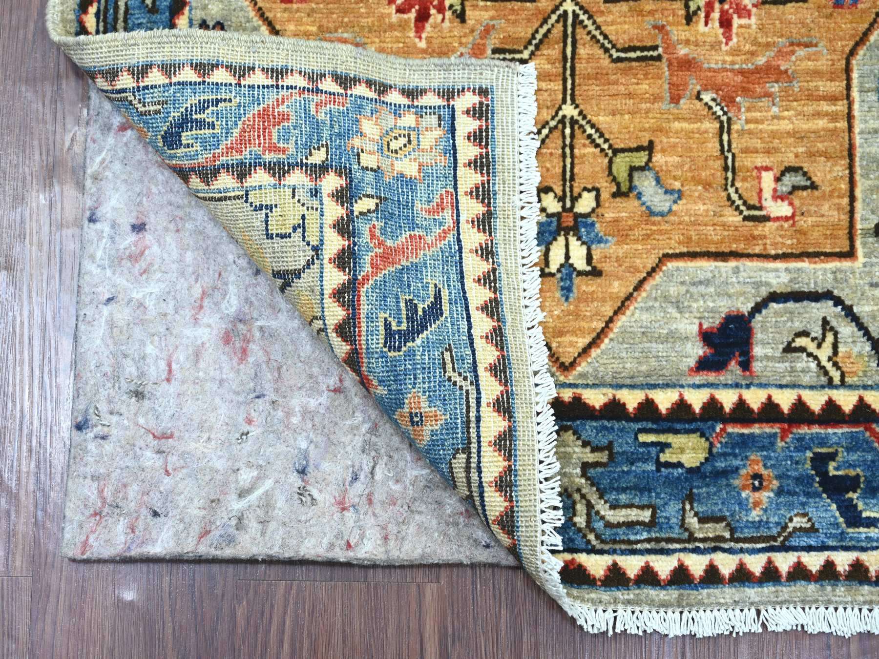 Peshawar Tribal & Geometric hand-knotted wool runner in Gray & Blue, 2'8" x 10'2" — SKU O021274 (view 2)