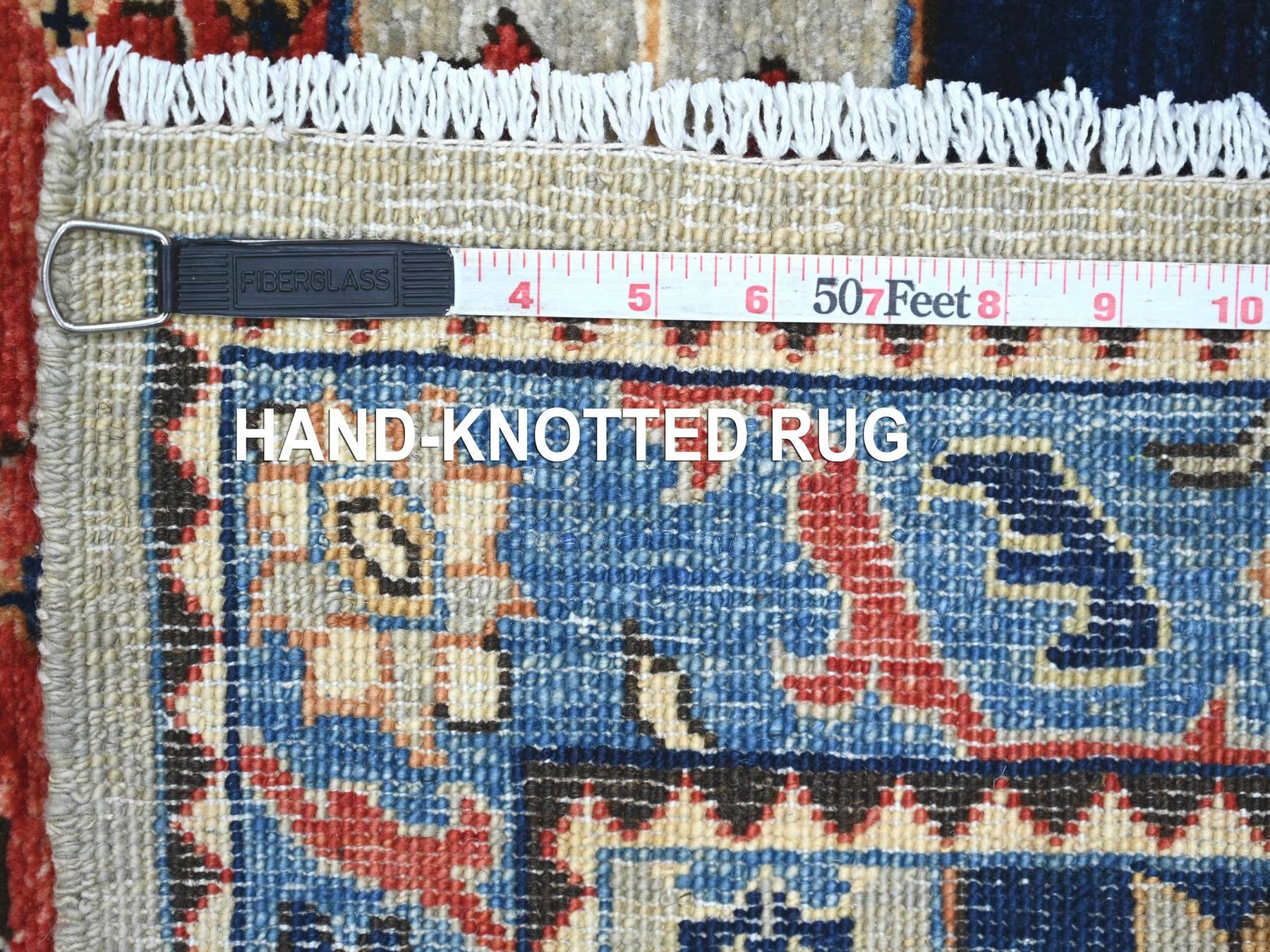 Peshawar Tribal & Geometric hand-knotted wool runner in Gray & Blue, 2'8" x 10'2" — SKU O021274 (view 6)