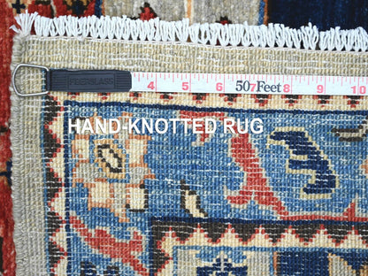 Peshawar Tribal & Geometric hand-knotted wool runner in Gray & Blue, 2'8" x 10'2" — SKU O021274 (view 6)