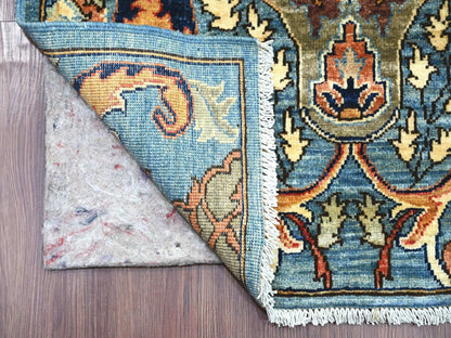 Blue 2'7" x 13'9" Tribal & Geometric Hand knotted Wool Rug - Sku: O021275
