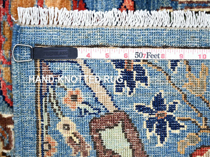 Blue 2'7" x 13'9" Tribal & Geometric Hand knotted Wool Rug - Sku: O021275