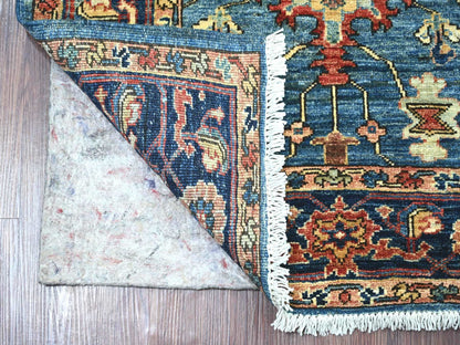 Blue 2'8" x 9'7" Tribal & Geometric Hand knotted Wool Rug - Sku: O021277