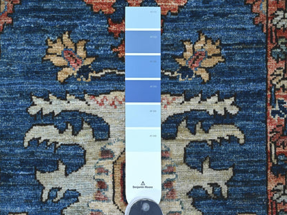 Blue 2'8" x 9'7" Tribal & Geometric Hand knotted Wool Rug - Sku: O021277