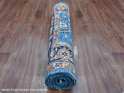 Blue 2'8" x 9'7" Tribal & Geometric Hand knotted Wool Rug - Sku: O021277