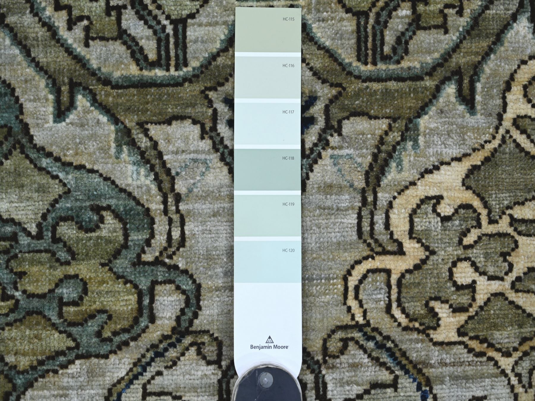 Tribal & Geometric hand-knotted wool runner in Gray, 2'7" x 14'2" — SKU O021280 (view 3)