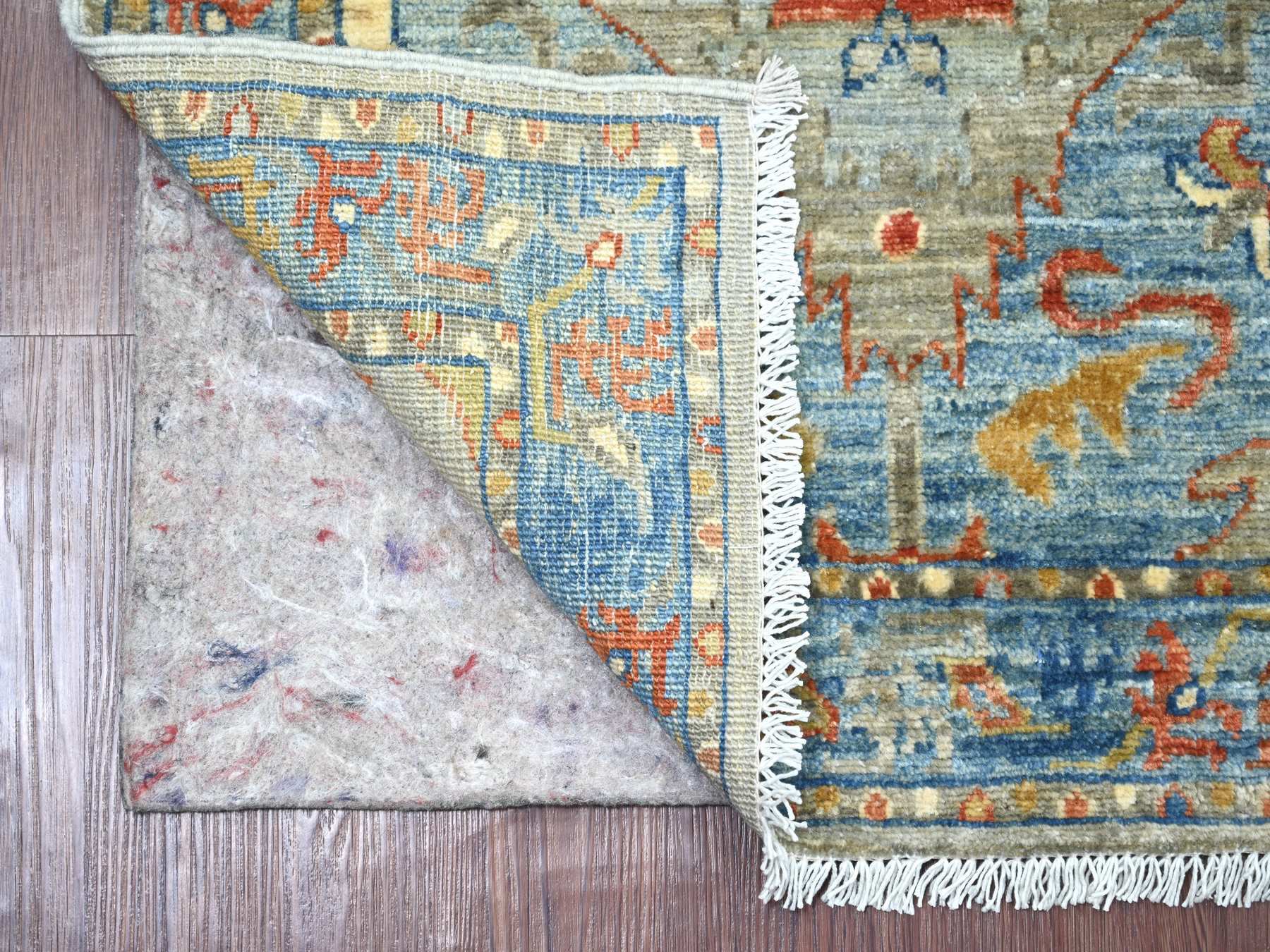 Peshawar Oushak hand-knotted wool runner in Gray & Blue, 2'7" x 5'10" — SKU O021282 (view 2)