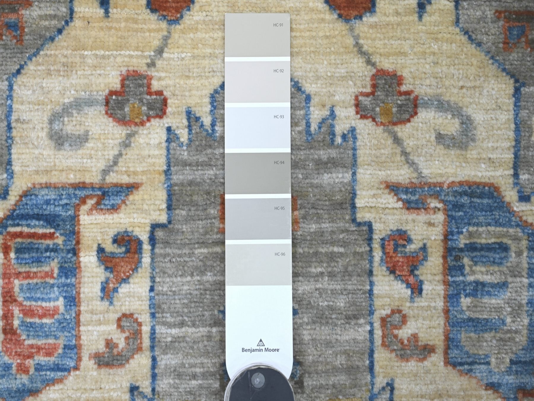 Peshawar Oushak hand-knotted wool runner in Gray & Blue, 2'7" x 5'10" — SKU O021282 (view 3)