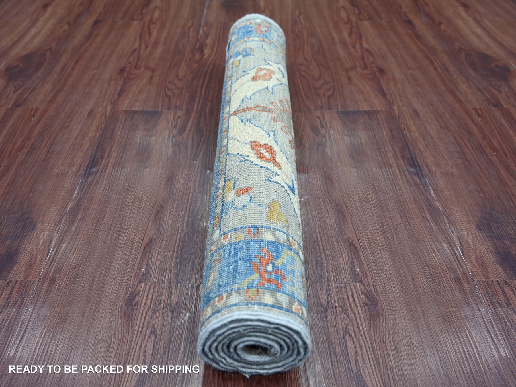 Peshawar Oushak hand-knotted wool runner in Gray & Blue, 2'7" x 5'10" — SKU O021282 (view 4)