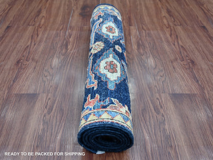 Blue 2'1" x 6'0" Tribal & Geometric Hand knotted Wool Rug - Sku: O021283