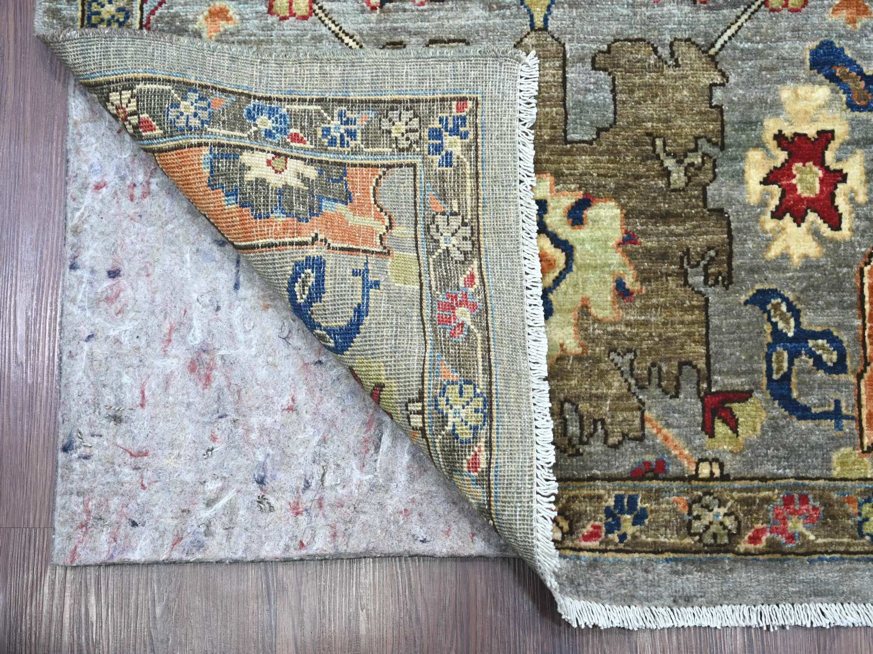 Grey 2'11" x 15'11" Tribal & Geometric Hand knotted Wool Rug - Sku: O021284