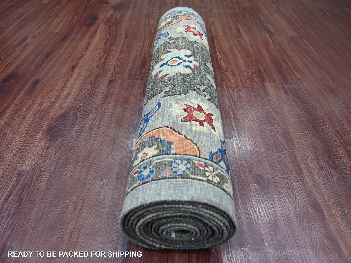 Heriz Tribal & Geometric hand-knotted wool runner in Gray & Brown, 2'11" x 15'11" — SKU O021284 (view 4)