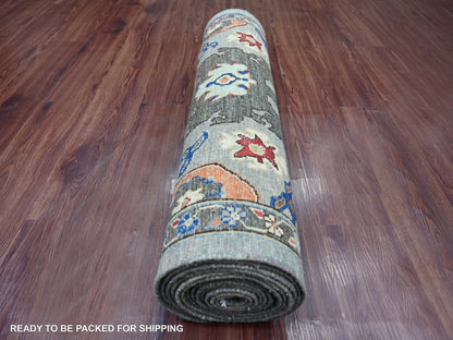 Heriz Tribal & Geometric hand-knotted wool runner in Gray & Brown, 2'11" x 15'11" — SKU O021284 (view 4)