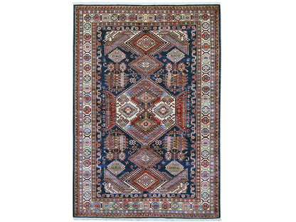 Blue 5'11" x 8'7" Tribal & Geometric Hand knotted Wool Rug - Sku: O021285